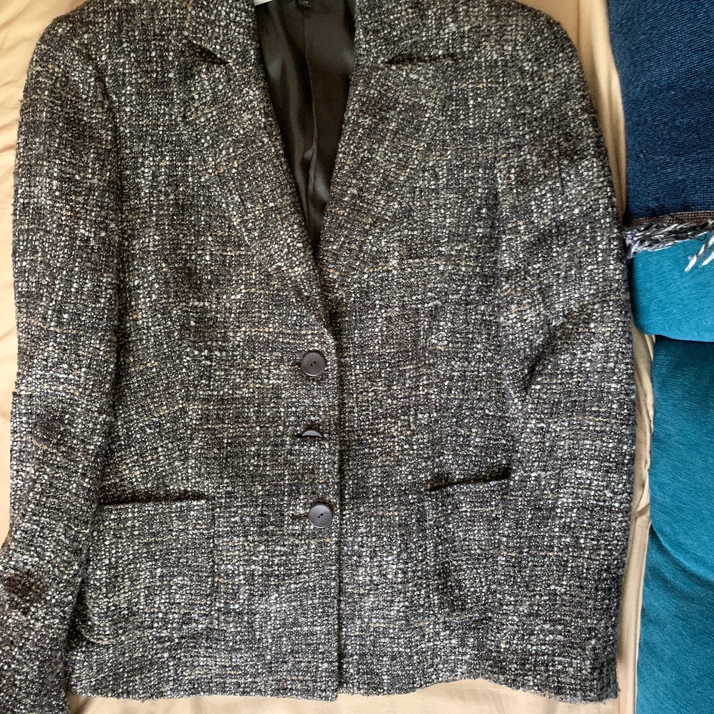 Zanella Tweed Blazer Black, Brown and White , Size 10. Made In Italy PMRB4A